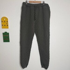 Huckberry Wellen Pull On Quilted Sweatpants Joggers Medium Organic Cotton Green
